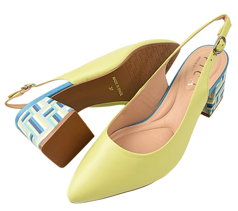 Pantofi eleganti, dama, EPICA, 11547-768-644 galben, piele naturala, cu toc